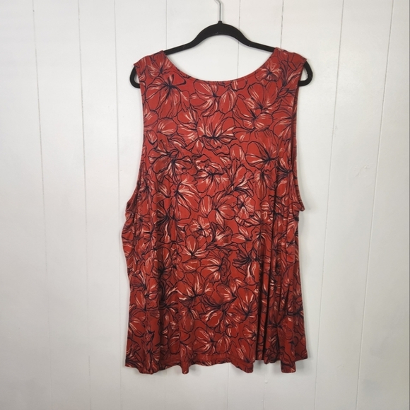 Addition Elle Orange Floral Swing Tank Top New NWT Plus Size 5X Tunic Stretchy - Picture 2 of 7